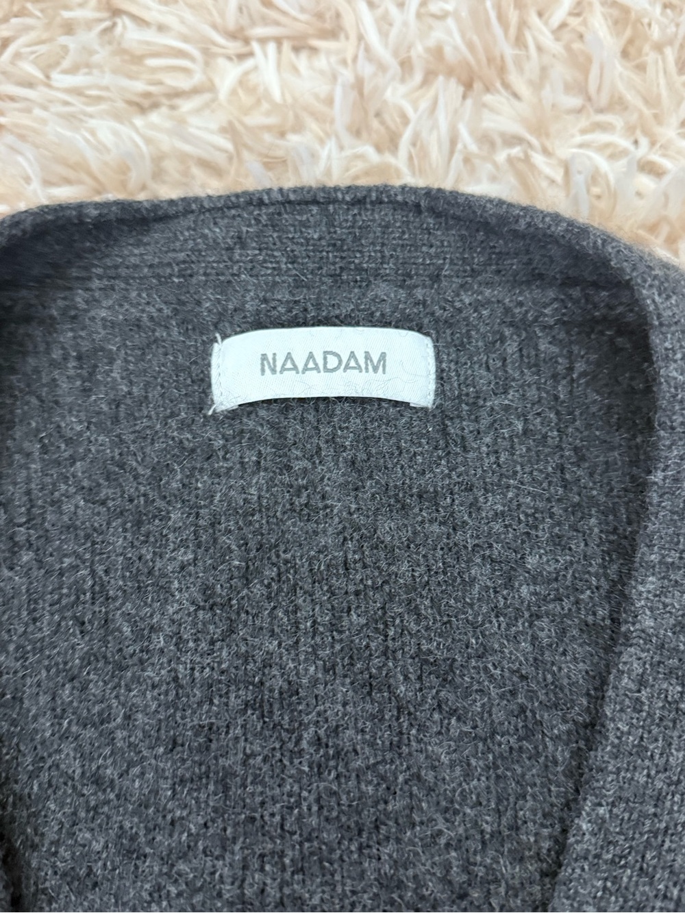 NAADAM Charcoal Button Front V-Neck Cardigan - Picture 3 of 5